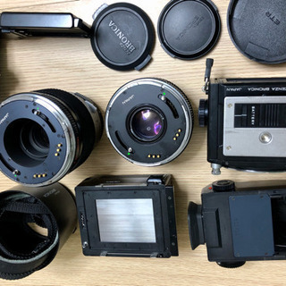 ブロニカ ETRS レンズ二本75/150 専用ストラップ　グリップ