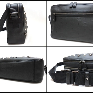 良品 MCM エムシーエム スタッズ ショルダーバッグ 黒 PVC | pahmc.edu.bd