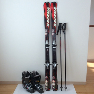 スキーセット(スキー板:150cm、ブーツ:27cm + ストック)