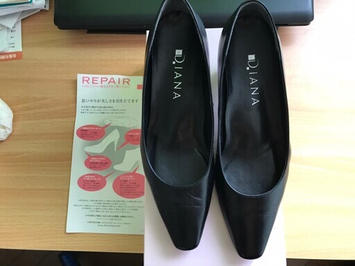 未使用品【DIANA】ダイアナ ピンヒール パンプス 靴 レザー 黒 ブラック レディース 23.5cm