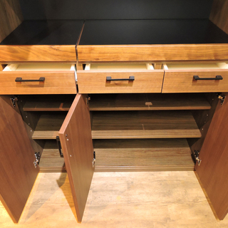 (Y)北大前! 札幌 引取  LEGNATEC Merissa レグナテック メリッサ 120 キッチンキャビネット ウォールナット キッチンボード 食器棚 展示未使用品