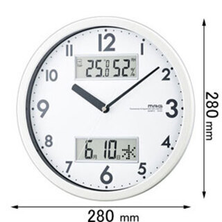 新品 掛時計 ダブルメジャ- 温度湿度計 日付け表示 静音 ウォ...