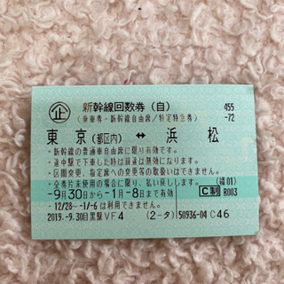 浜松←→東京　新幹線チケット