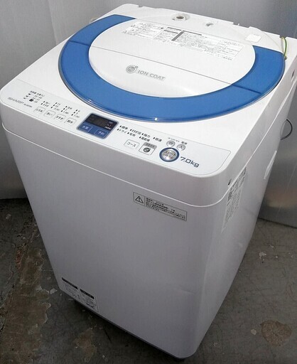 洗濯機　シャープ　7キロ　カビない穴無しドラム　クリーニングしてお届けです。