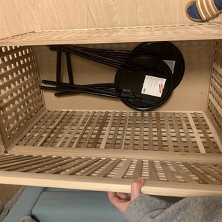 【IKEA】　　HOL ホール リビングテーブル 収納付き アカシア材 HOL ホール リビングテーブル 収納付き, アカシア材, 98x50 cm