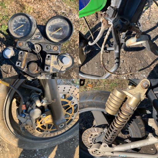 バイク 車種不明 カワサキ サスペンションなど 部品取り車