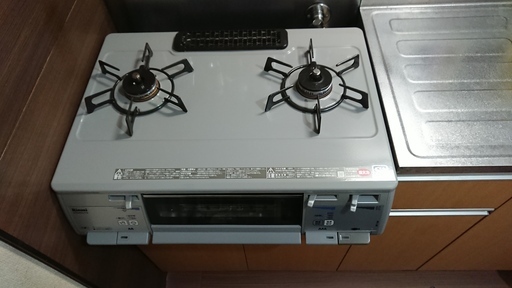 ◆取引終了◆都市ガス2口ガステーブル（水なしグリル付き）◆リンナイKGM63VGT
