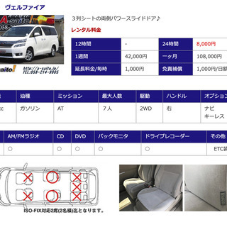 レンタカー　ハイエース　ワゴン　１０人乗り　バン　ヴェルファイア　８人乗り　マイクロバス　２９人乗り - 地元のお店