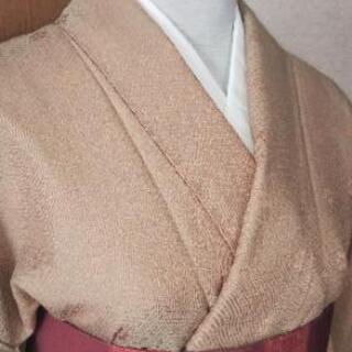 👘 正絹 小紋 色無地 ★ 光線で浮き沈みする紗綾型織地が素敵