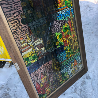 樹脂製 ステンドグラス アクリルガラスアート 特大サイズ 電飾付き木枠