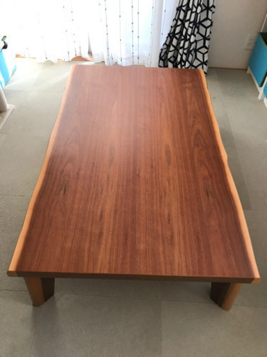 国産 大型長方形 135×85cm 皮付ウォールナットこたつテーブル