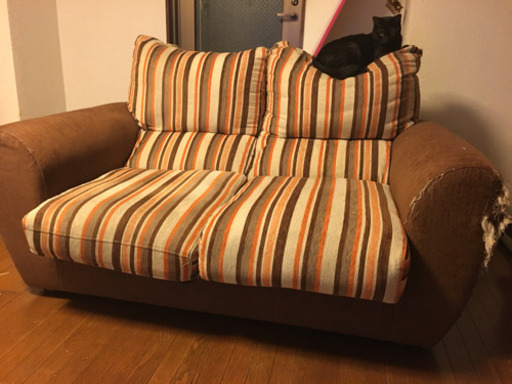 猫の爪でボロボロになったソファ (きろ) 中村橋のソファ《2人掛け 