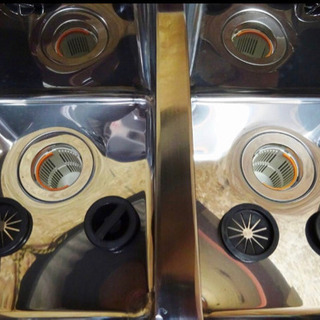 (4372)☆新品未使用☆業務用 ステンレス 二槽シンク W750D450H800 BG90 流し台 厨房機器 飲食店 店舗 