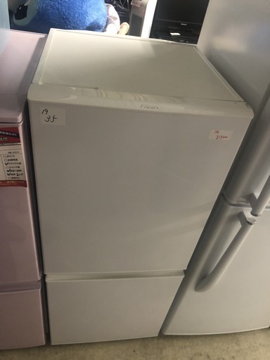 ☆中古 激安！！ AQUA　2019年製　ノンフロン冷凍冷蔵庫　126L　AQR-E13H(W)形　　￥17,000円！！