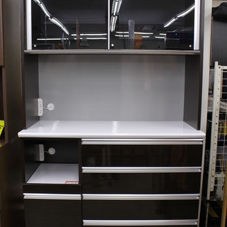 □キッチンボード　オープンボード　食器棚　レンジ台　【木村商事】　ブラウン