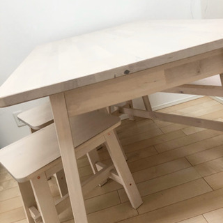 美品】IKEA イケア ダイニングテーブル ベンチ2脚、椅子2脚テーブル 