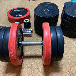 【値下げ😉】ラバーダンベル＋フラットベンチ＋追加プレート　最大75KGセット　配達可