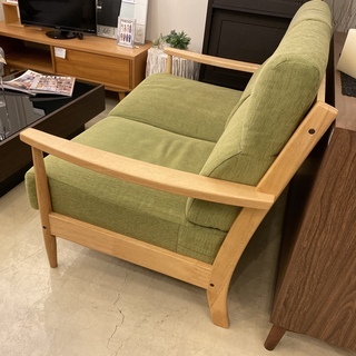 ニトリ ソファー 2P 2人掛け グリーン系 中古品