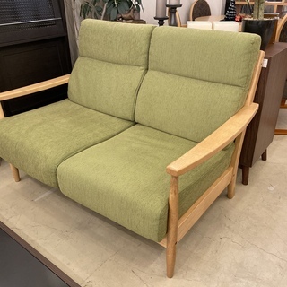 ニトリ ソファー 2P 2人掛け グリーン系 中古品