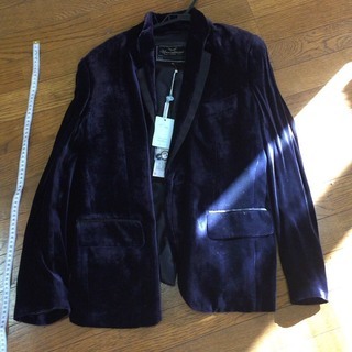 ベロアジャケット　紺～紫　光沢　Sサイズ　細身　新品　ステージ衣...