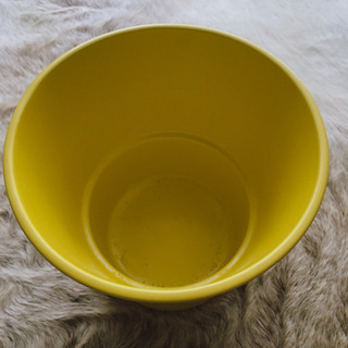 IKEA 植木鉢カバー　陶器　イエロー