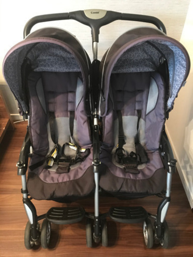双子(二人乗り)ベビーカー＆回転式チャイルドシート2個セット①