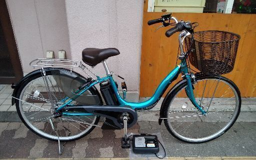 美品☆YAMAHA PAS Nature 26吋電動アシスト自転車(6.2Ahバッテリー/充電器/スペアキー2本付き)アルミ/ブルー