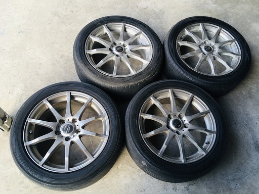 福岡発　A-TECH シュナイダー 17インチ 17x7J　5穴　ホイール　タイヤ　4本セット　トヨタ　ノア外し