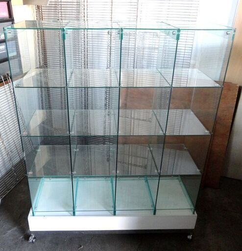 透明 4段4列ディスプレイ台 ガラスショーケース 陳列棚 什器 コレクション