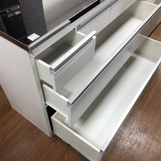 トレファク府中店】キッチンカウンター ホワイト 鏡面天板 120cm 幅