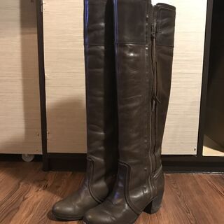 本革 茶 ロングブーツ 23cm