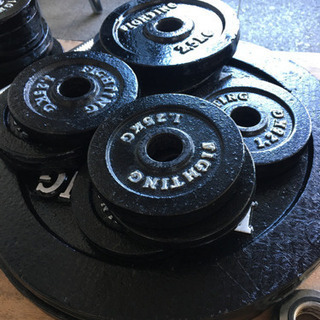 ☆宇都宮市より☆ファイティングロード バーベルブラックタイプ 合計90kg +ダンベルシャフト+セーフティー2台