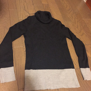 TAKAQ タートルネックセーター 黒＆グレイ