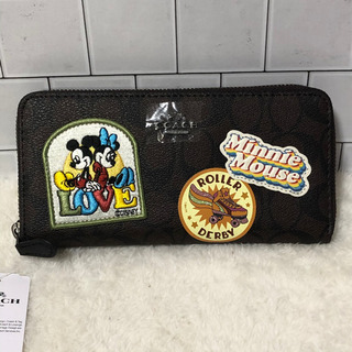 【美品】COACH ディズニー長財布 保存袋付き COACH ディズニーコラボ ラウンドファスナー長財布