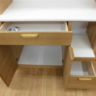 レンジボード キッチンボード 幅105cm ブラウン×ホワイト　西岡店