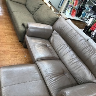 カリモクのレザーソファ！オットマン付きです！