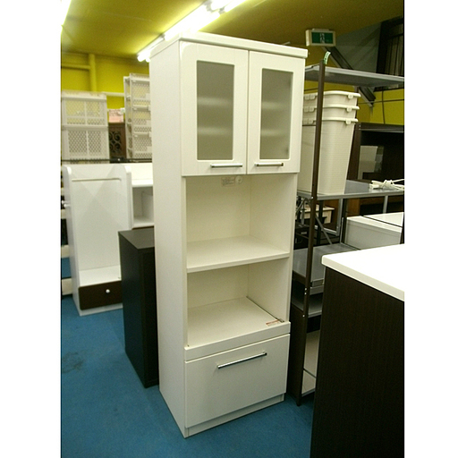 札幌 【幅59cm】 レンジボード 食器棚 ホワイト 白 スリム キッチン 収納 家具 台所 シンプル