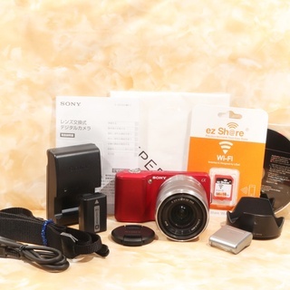 ☆WifiSDでスマホ転送☆ソニー NEX-3 レンズキット 赤 レッド