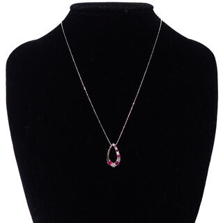 E293 美品 K18WG ダイヤ ルビー しずく 無段階アジャスター