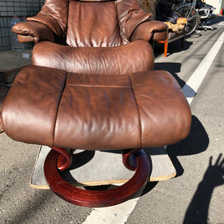 ★美品★北欧★エコーネス★総本革★レザー★ストレスレスチェア★タンパ★リクライニングソファ★セット★