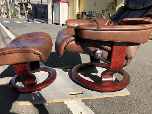 ★美品★北欧★エコーネス★総本革★レザー★ストレスレスチェア★タンパ★リクライニングソファ★セット★