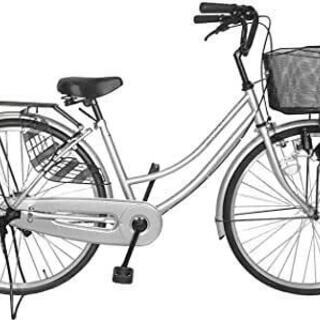 [中古]シンプルな自転車 シルバー 26インチ サントラスト