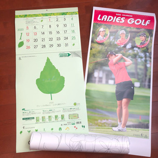 【未使用！】壁掛けカレンダー 女子プロゴルフ、3ヶ月カレンダー