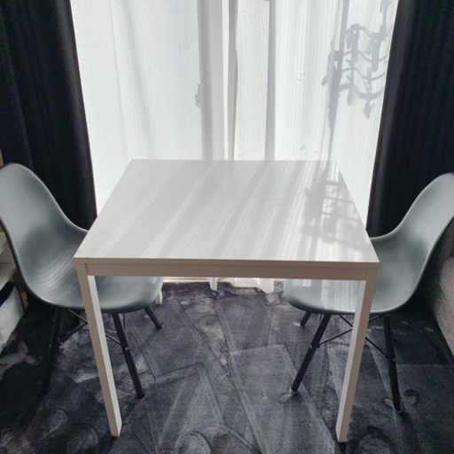 IKEA ホワイトダイニングテーブル　３点セット　VANGSTA ヴァングスタ 伸長式テーブル