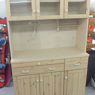 PayPay可 手稲リサイクル 大型食器棚 キッチンボード 収納 木目 ￥17,800-