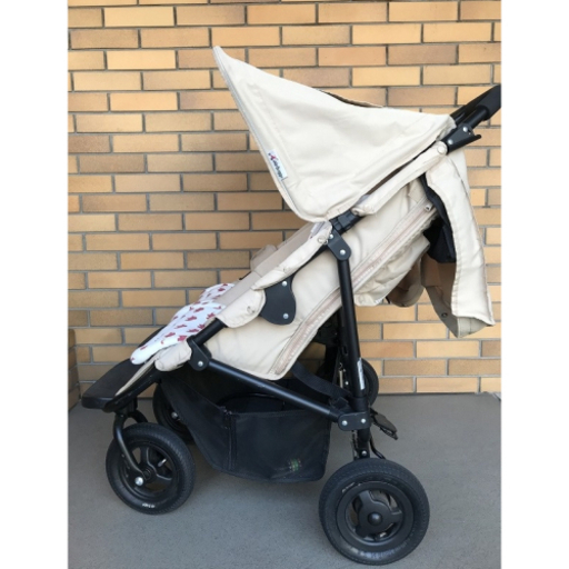 【双子用ベビーカー】エアバギー ココ ダブル AirBuggy COCO DOUBLE 　ストローラーマット2枚(ゾウさん柄)　ダウンフットマフ ベーシックライン(オレンジ)
