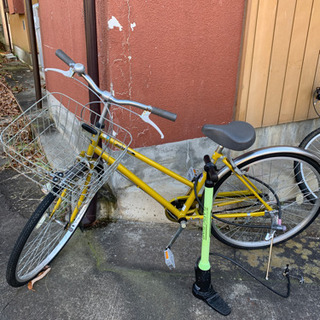 【譲渡済】自転車(イエロー) 空気入れ付き