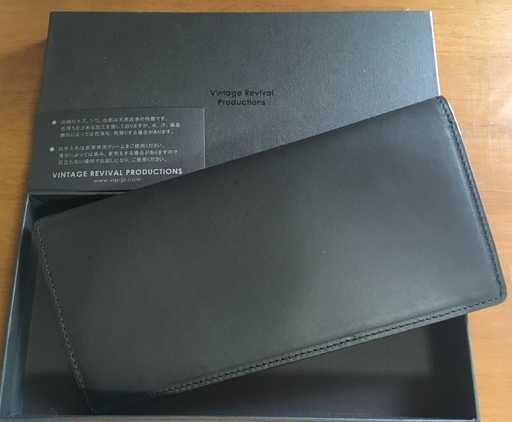 送料無料！【新品】ヴィンテージリバイバルプロダクションズ 長財布 L-wallet.cp oil leather ブラック 日本製 59232 小銭入れ無し 定価33000円