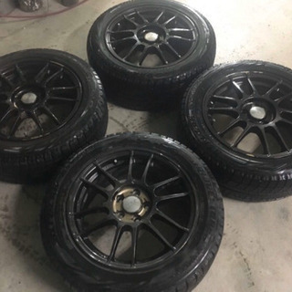 レガシー、プリウス等　205/55R16 エンケイホイール　スタッドレス　ブリザックrevoGZ 溝有り　OFF +50 PCD100 5H 