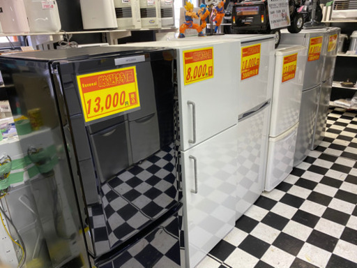 2ドア冷蔵庫各種あります。7000円〜